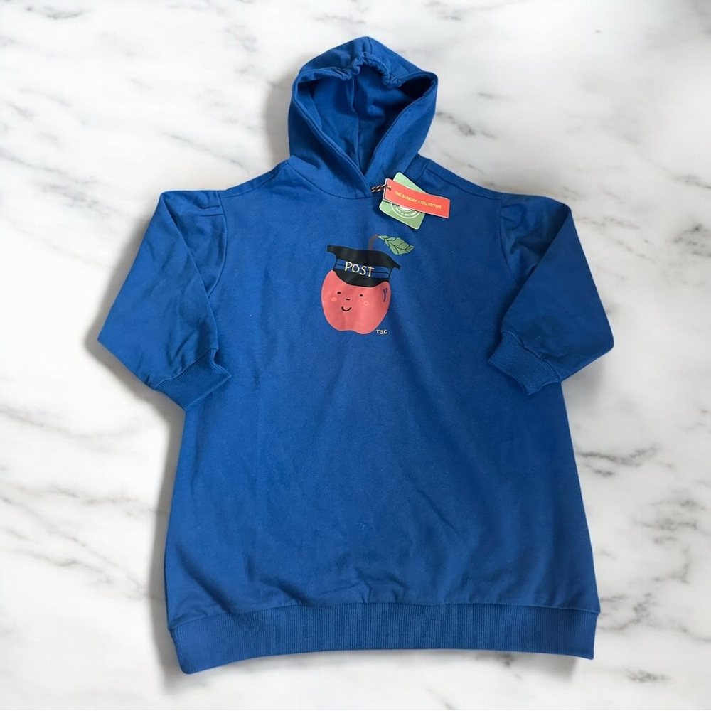 The Sunday Collective Postal Apple Hoodie Sweatshirt Dress Organic Cotton